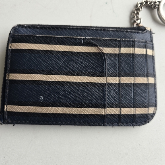 Kate Spade Womens Cameron Black Beige Saffiano Leather Keychain Card Wallet - Picture 4 of 8